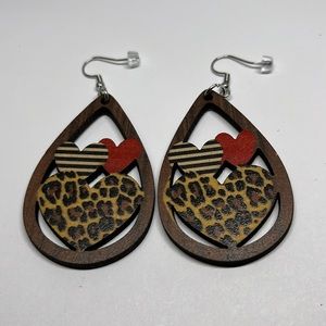 Earrings valentines dangle cute statement mom daughter‎ grandma leopard print